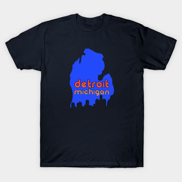 Detroit Skyline over Michigan T-Shirt by MarkPants